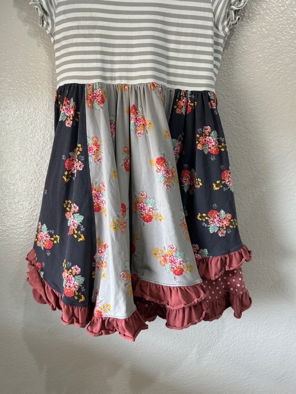 Matilda Jane Joanna Gaines Youth Girls Stripes Floral Print Ruffle Dress Sz 14 - Picture 7 of 9